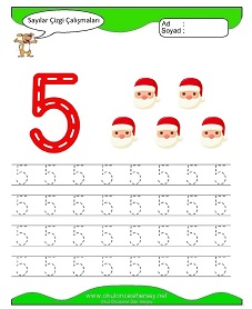 5 Rakamı Çizgi Çalışmaları Çalışma Sayfaları